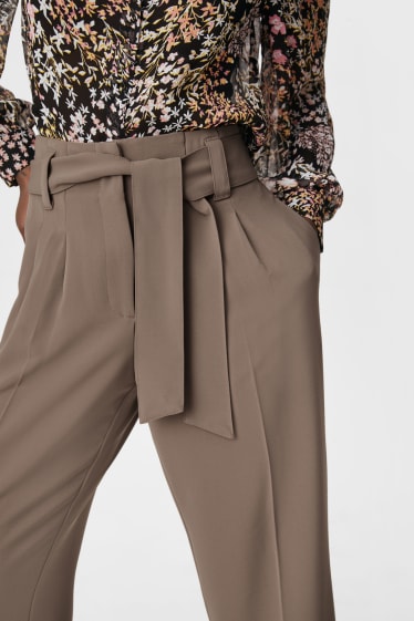 Women - Cloth trousers - wide leg  - gray