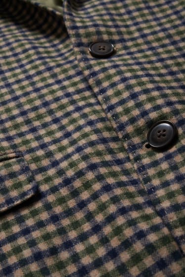 Mężczyźni - Marynarka modułowa z owczej wełny - slim fit - w kratę - beżowy