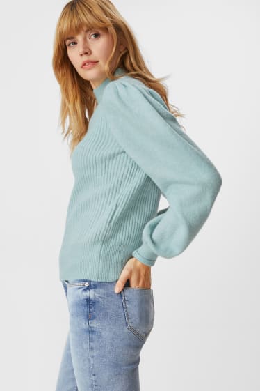 Damen - Pullover - Glanz-Effekt - mintgrün
