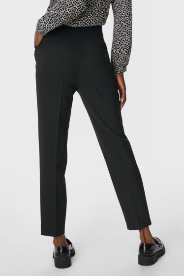 Women - Paper bag trousers - slim fit - black