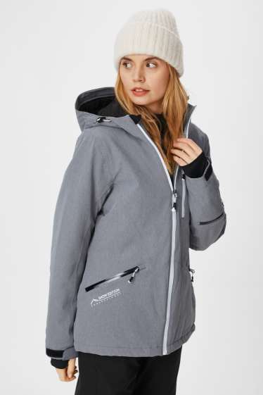 Women - Ski jacket with hood - gray