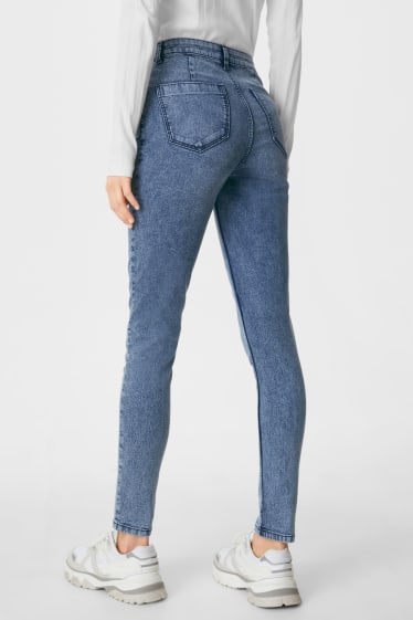 Kobiety - Wielopak, 2 pary - jegging jeans - wysoki stan - dżins-niebieskoszary