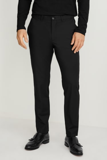 Mężczyźni - Spodnie garniturowe - slim fit - Flex - czarny