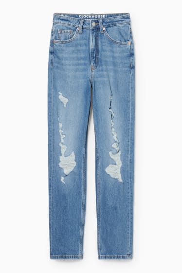 Women - CLOCKHOUSE - straight jeans - high waist - denim-light blue