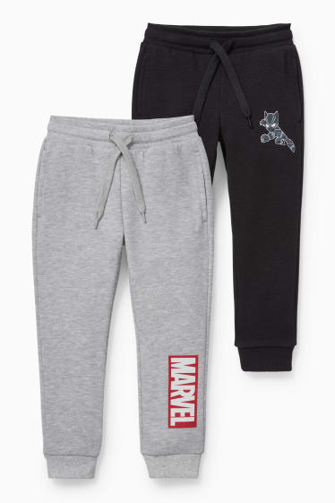 Enfants - Lot de 2 - Marvel - pantalons de jogging - gris / noir
