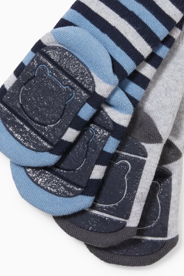 Bébés - Lot de 2 paires - chaussettes antidérapantes pour bébé - gris / bleu foncé