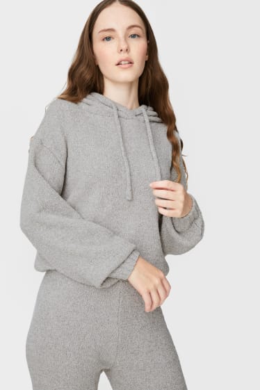 Kobiety - CLOCKHOUSE - sweter z kapturem - biały-melanż