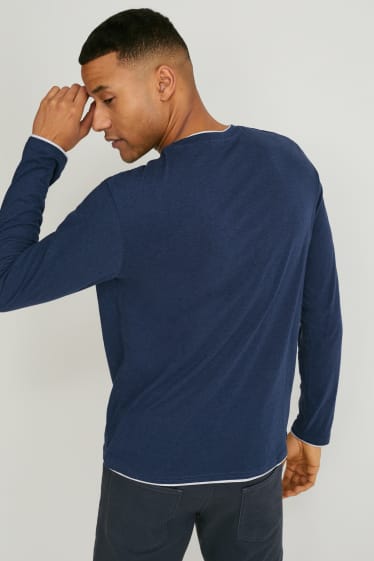 Men - Long sleeve top - 2-in-1 look - dark blue
