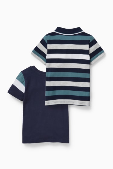 Kinder - Set - Poloshirt und Kurzarmshirt - 2 teilig - dunkelblau