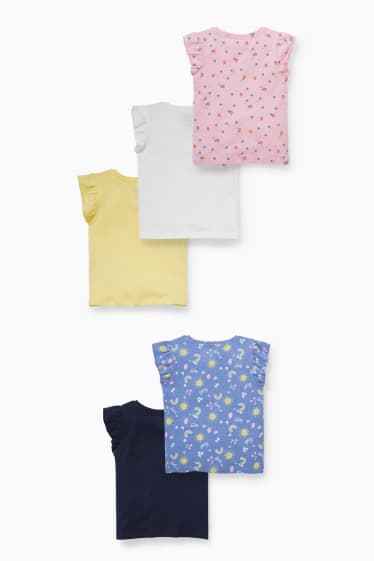 Kinderen - Set van 5 - T-shirt - wit / geel
