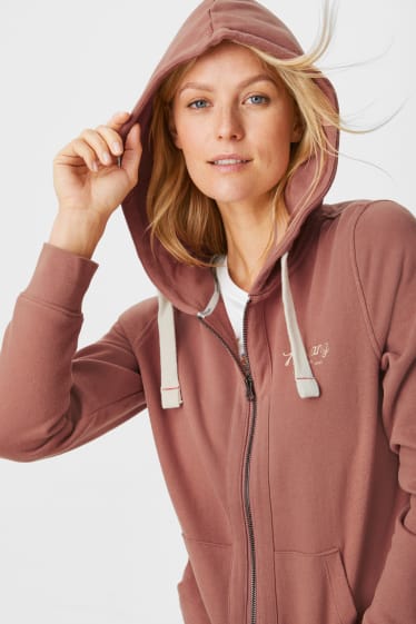 Women - MUSTANG - zip-through sweatshirt with hood - terracotta