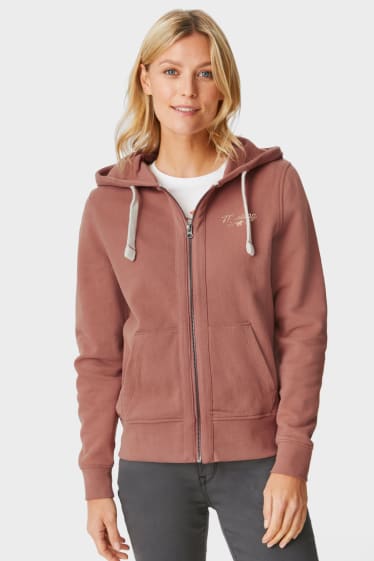 Women - MUSTANG - zip-through sweatshirt with hood - terracotta