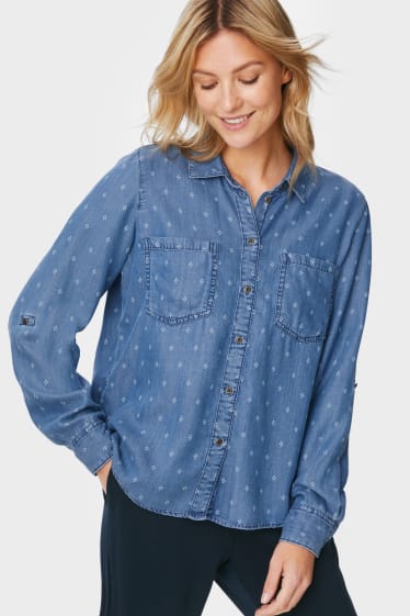 Women - Denim blouse - denim-blue