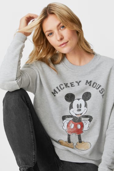 Damen - Sweatshirt - Micky Maus - hellgrau-melange