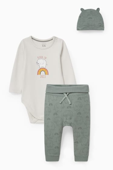 Babies - Baby outfit - 3 piece - dark green / cremewhite
