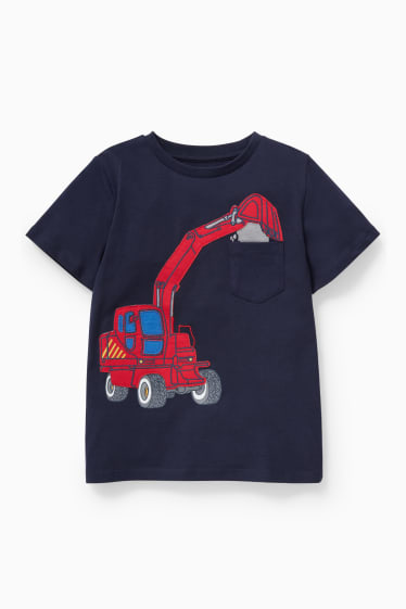 Kinderen - Graafmachine - T-shirt - donkerblauw