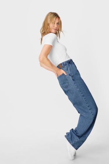 Femmes - Wide leg jean - matière recyclée - jean bleu