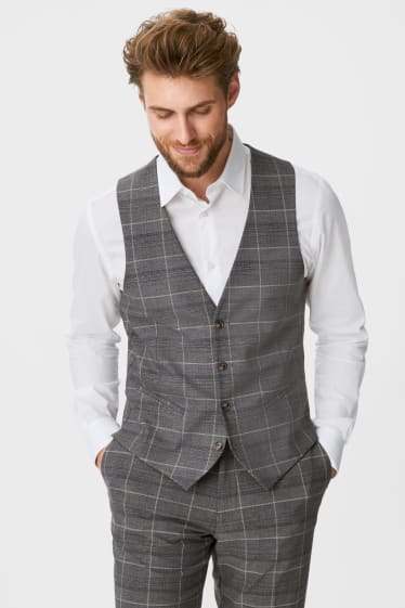 Hommes - Veston de costume - slim fit - Flex - à carreaux - gris / marron