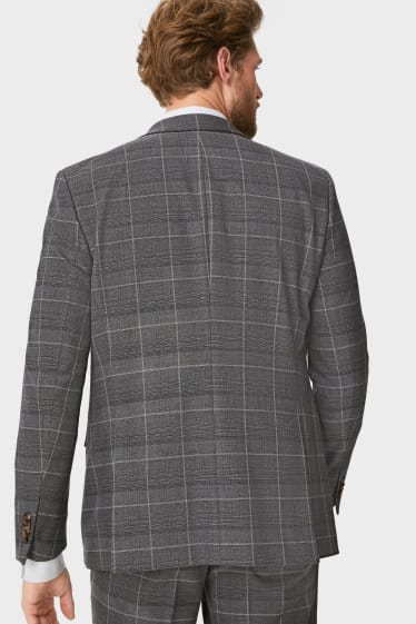 Men - Mix-and-match tailored jacket - regular fit - flex - check - gray / brown