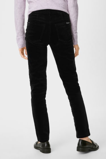 Dames - Corduroy broek - slim fit - zwart