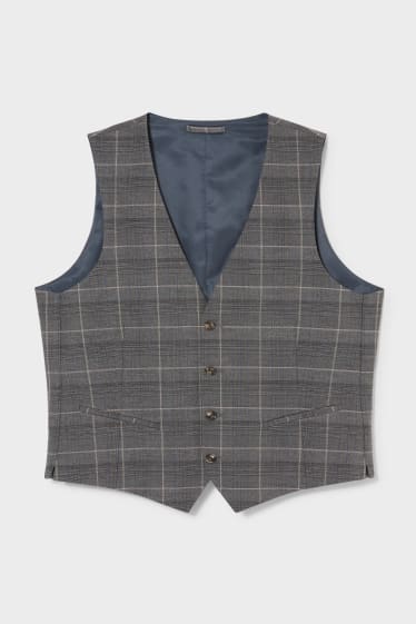 Men - Mix-and-match suit waistcoat - regular fit - flex - check - gray / brown