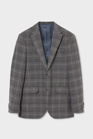 Men - Mix-and-match tailored jacket - regular fit - flex - check - gray / brown