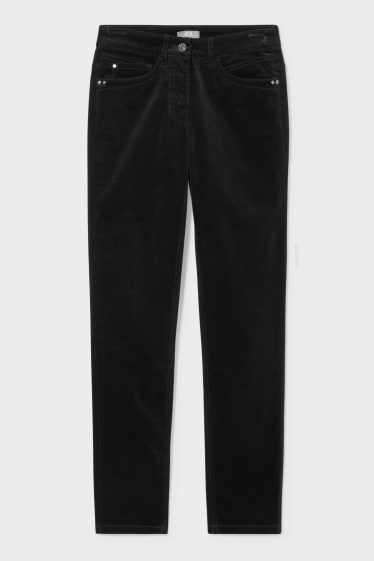 Dames - Corduroy broek - slim fit - zwart