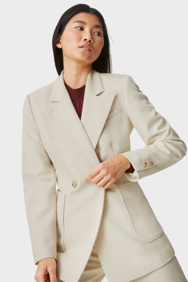 Women - Business blazer with shoulder pads - cremewhite