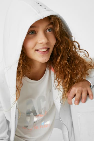 Children - Zip-through sweatshirt with hood - white