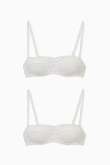 Women - Multipack of 2 - underwire bra - BALCONETTE - padded - white