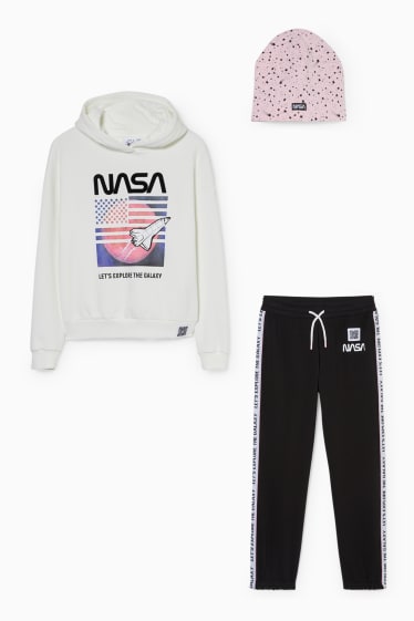 Niños - NASA - sudadera con capucha, pantalón y gorro - motivo de realidad aumentada - blanco