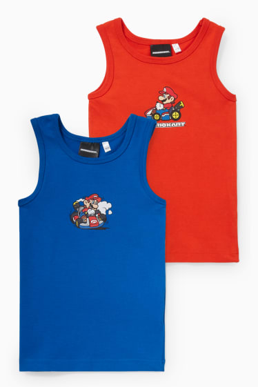 Copii - Multipack 2 buc. - Super Mario - maiou - roșu / albastru închis