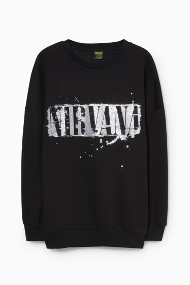 Femmes - CLOCKHOUSE - sweat-shirt - finition brillante - Nirvana - noir