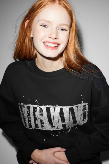 Femmes - CLOCKHOUSE - sweat-shirt - finition brillante - Nirvana - noir