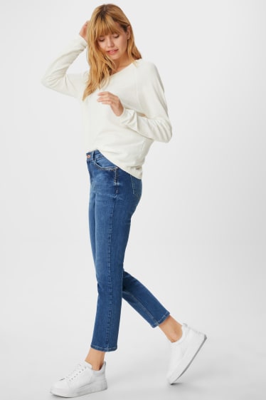 Dames - Slim jeans - glanseffect - jeanslichtblauw