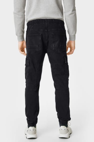 Men - Tapered jeans - cargo jeans - black