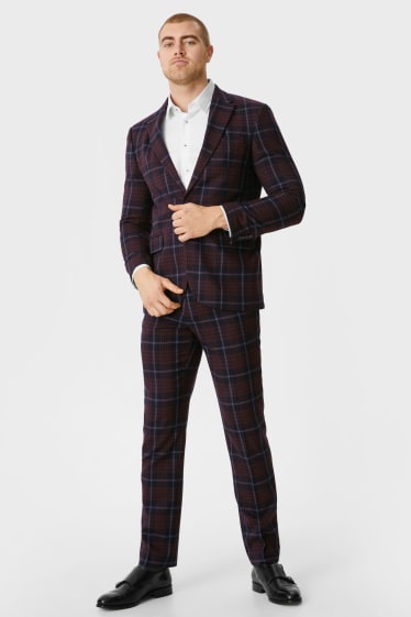 Men - Mix-and-match suit trousers - regular fit - stretch - check - dark blue