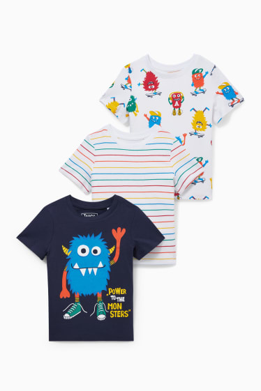 Niños - Pack de 3 - camisetas de manga corta - azul oscuro