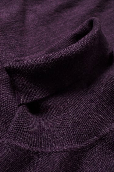 Hommes - Pull à col roulé en laine - violet
