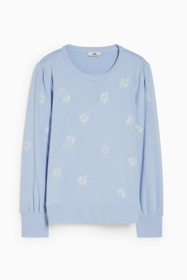 Women - Sweatshirt - floral - light blue