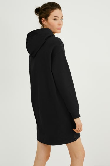 Women - Sweatshirt dress with hood - black