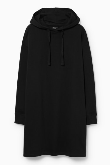 Kobiety - Sukienka dresowa z kapturem - czarny