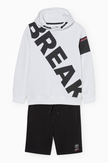 Children - Set - hoodie and sweat shorts - 2 piece - white / black