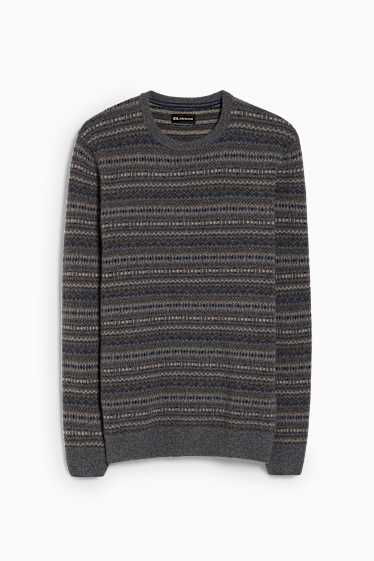 Men - Jumper - wool blend - gray-melange