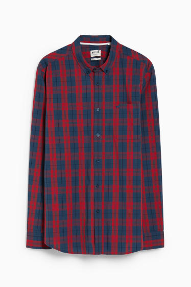 Men - MUSTANG - shirt - regular fit - button-down collar - check - red / blue