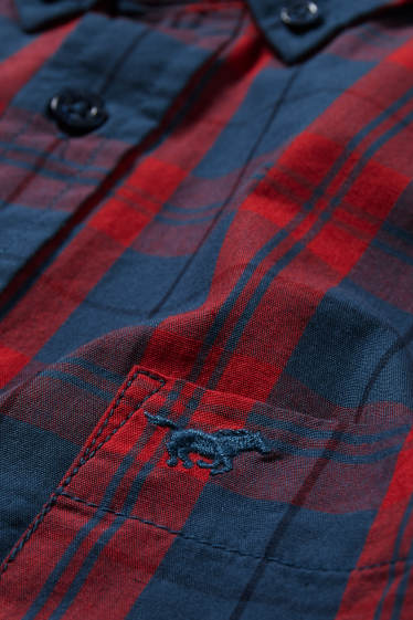 Men - MUSTANG - shirt - regular fit - button-down collar - check - red / blue