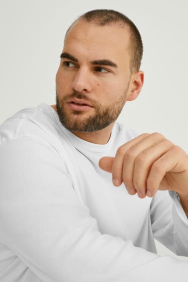 Bărbați - Multipack 3 buc. - tricou cu mânecă lungă - alb