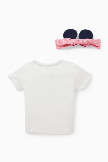 Copii - Minnie Mouse - set - tricou cu mânecă scurtă și bentiță - 2 piese - alb-crem