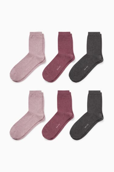 Femmes - Lot de 6 - chaussettes - rose foncé