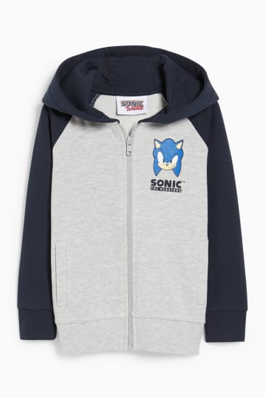 Children - Sonic - zip-through sweatshirt with hood - light gray / dark blue